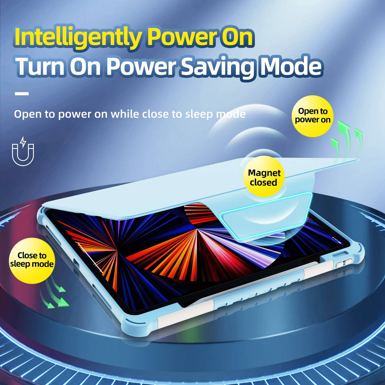 Carcasă durabilă, rotativă la 360°, cu spațiu pentru Apple Pencil pentru iPad Pro 12,9