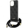 Husă crossbody cu ?nur Guess 4G IML Printed Crossbody pentru iPhone 15 Pro Max - gri