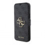 Husă tip flip Guess 4G Metal Logo pentru iPhone 15 Plus - gri