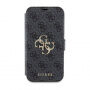 Husă tip flip Guess 4G Metal Logo pentru iPhone 15 Plus - gri