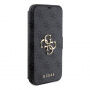 Husă tip flip Guess 4G Metal Logo pentru iPhone 15 Plus - gri