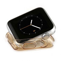 Husă din cauciuc BASEUS, ultra subţire, pentru Apple Watch 42mm (gr. 0,65mm) – aurie-transparentă