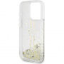 Husă Guess Liquid Glitter Gold Stripe pentru iPhone 15 Pro Max - transparent