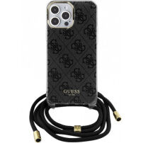 Husă crossbody cu ?nur Guess 4G IML Printed Crossbody pentru iPhone 15 Pro Max - gri