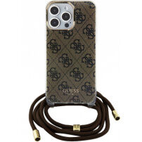 Husă crossbody cu ?nur Guess 4G IML Printed Crossbody pentru iPhone 15 Pro Max - maro