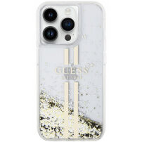 Husă Guess Liquid Glitter Gold Stripe pentru iPhone 15 Pro Max - transparent