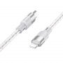 Cablu pentru încărcare ?i transfer de date transparent, din silicon, Hoco X99 Crystal Junction USB-C / Lightning pentru iPhone / iPad / iPod / AirPods - 1 m - gri