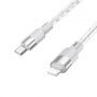 Cablu pentru încărcare ?i transfer de date transparent, din silicon, Hoco X99 Crystal Junction USB-C / Lightning pentru iPhone / iPad / iPod / AirPods - 1 m - gri