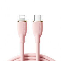 Cablu din silicon pentru încărcare rapidă ?i transfer de date JOYROOM SA29-CL3 30W USB-C / Lightning pentru iPhone / iPad / iPod / AirPods - 2 m - roz