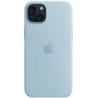 Husă originală Apple din silicon cu MagSafe pentru iPhone 15 Plus - albastru deschis