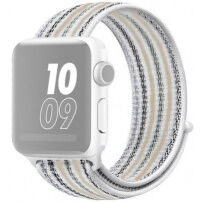Curea din nailon cu dungi pentru Apple Watch Ultra 49mm / 46mm / 45mm / 44mm / 42mm - alb-bej