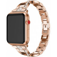Brățară metalică învelită în pietricele, pentru Apple Watch Ultra 49mm / 46mm / 45mm / 44mm / 42mm - roz-auriu