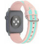 Curea din silicon cu dungi, pentru Apple Watch Ultra 49mm / 46mm / 45mm / 44mm / 42mm - roz-turcoaz