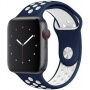 Curea silicon, pentru Apple Watch 42mm / 41mm / 40mm / 38mm - albastru-alb