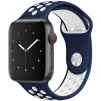 Curea de lux din silicon, pentru Apple Watch Ultra 49mm / 46mm / 45mm / 44mm / 42mm - albastru-albă