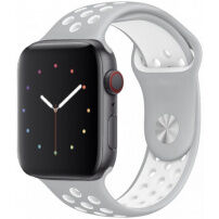 Curea silicon, pentru Apple Watch Ultra 49mm / 46mm / 45mm / 44mm / 42mm - gri-alb