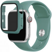 Curea din silicon cu carcasă cu sticlă călită pentru Apple Watch 38mm - petrol
