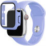 Curea din silicon cu carcasă cu sticlă călită pentru Apple Watch 38mm - violet