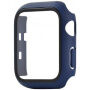 Curea din silicon cu carcasă cu sticlă călită pentru Apple Watch 42mm - albastru închis