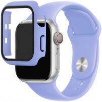 Curea din silicon cu carcasă cu sticlă călită pentru Apple Watch 42mm - violet