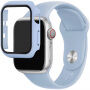 Curea din silicon cu carcasă cu sticlă călită pentru Apple Watch 42mm - albastru deschis