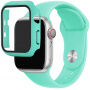 Curea din silicon cu carcasă cu sticlă călită pentru Apple Watch 38mm - turcoaz
