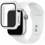 Curea din silicon cu carcasă cu sticlă călită pentru Apple Watch 41mm / 40mm - alb