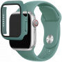 Curea din silicon cu carcasă cu sticlă călită pentru Apple Watch 41mm / 40mm - petrol