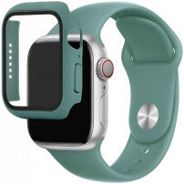 Curea din silicon cu carcasă cu sticlă călită pentru Apple Watch 41mm / 40mm - petrol