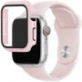 Curea din silicon cu carcasă cu sticlă călită pentru Apple Watch 41mm / 40mm - oldpink