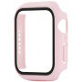 Curea din silicon cu carcasă cu sticlă călită pentru Apple Watch 41mm / 40mm - oldpink