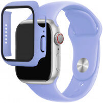 Curea din silicon cu carcasă cu sticlă călită pentru Apple Watch 41mm / 40mm - violet