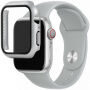 Curea din silicon cu carcasă cu sticlă călită pentru Apple Watch 45mm / 44mm - gri deschis