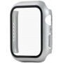 Curea din silicon cu carcasă cu sticlă călită pentru Apple Watch 45mm / 44mm - gri deschis