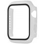 Curea din silicon cu carcasă cu sticlă călită pentru Apple Watch 45mm / 44mm - alb