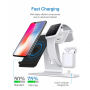Suport de încărcare Bestand 3in1 pentru Apple Watch / AirPods și încărcare rapidă wireless iPhone - argintiu
