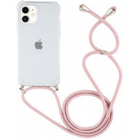 Husă transparentă cu ?nur pentru iPhone 12 mini - roz