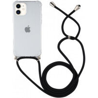 Husă transparentă cu șnur pentru iPhone 11 - negru