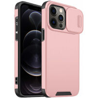 Husă mată cu capac glisant pentru camera foto pentru iPhone 12 Pro Max - roz