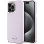 Carcasă din silicon DKNY Silver Metal Logo cu MagSafe pro iPhone 15 Pro Max - roz