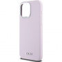 Carcasă din silicon DKNY Silver Metal Logo cu MagSafe pro iPhone 15 Pro Max - roz