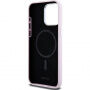 Carcasă din silicon DKNY Silver Metal Logo cu MagSafe pro iPhone 15 Pro Max - roz