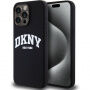 Husă din silicon DKNY Arch Logo cu MagSafe pentru iPhone 15 Pro Max - negru