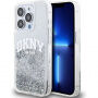 Carcasă DKNY Liquid Glitter Arch Logo pentru iPhone 14 Pro Max - argintiu