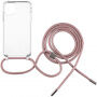 Husă transparentă cu șnur FIXED Pure Neck pentru iPhone 11 - roz