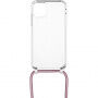 Husă transparentă cu șnur FIXED Pure Neck pentru iPhone 11 - roz