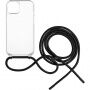 Husă transparentă cu șnur FIXED Pure Neck pentru iPhone 14 Plus - negru