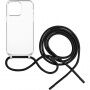 Husă transparentă cu șnur FIXED Pure Neck pentru iPhone 14 Pro Max - negru