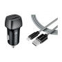 Tactical Field Plug Încărcător auto set dual 12W 2x USB-A cu cablu USB-A / Lightning - MFi pentru iPhone / iPad - 30 cm - gri