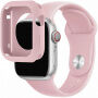 Curea din silicon cu carcasă din silicon pentru Apple Watch 45mm / 44mm - roz deschis